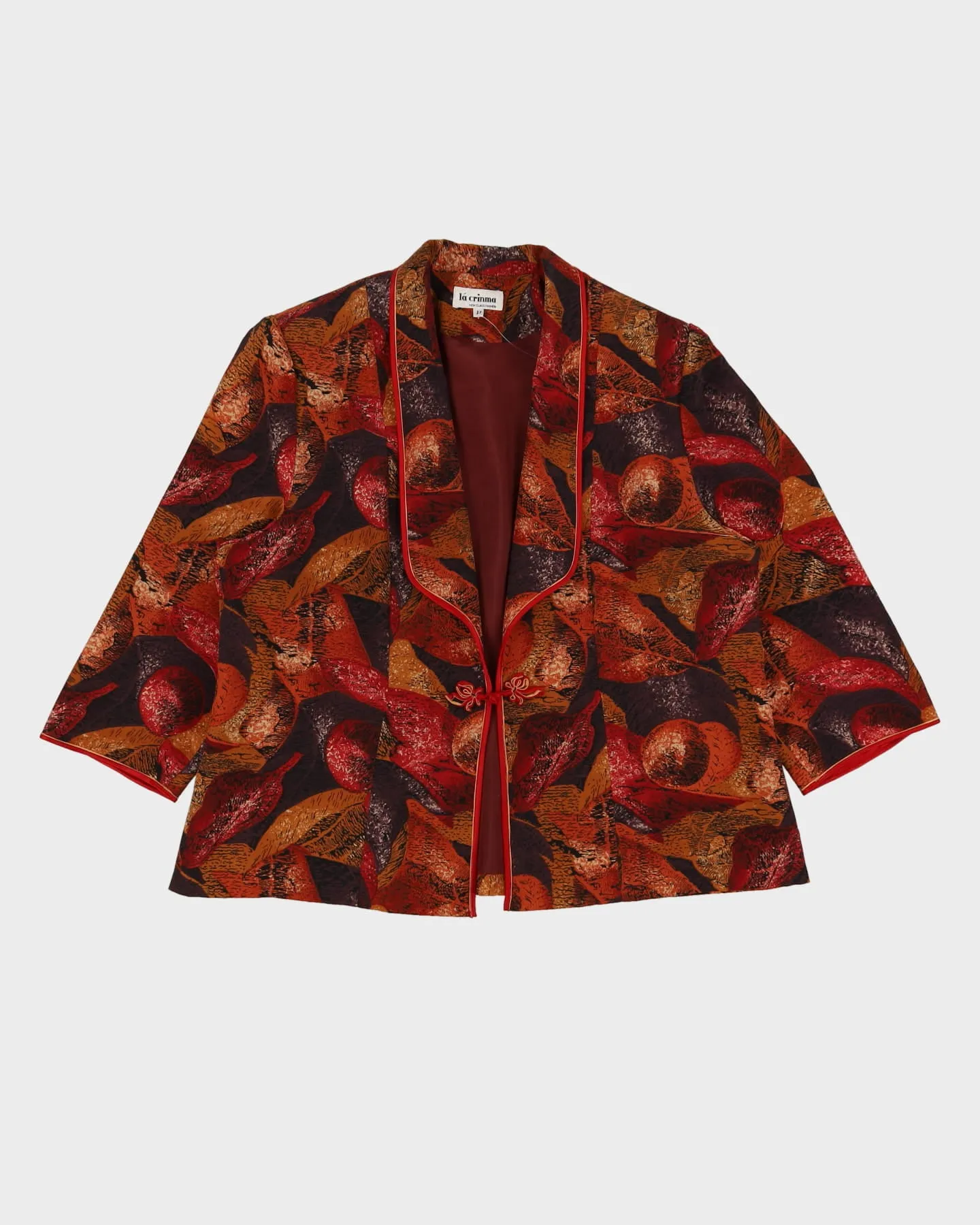 00s Burgundy Patterned Jacket - L