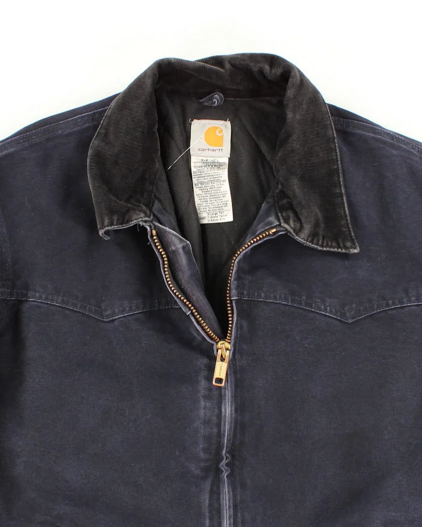 00s Carhartt Navy Fleece Lined Work Wear Jacket - XL