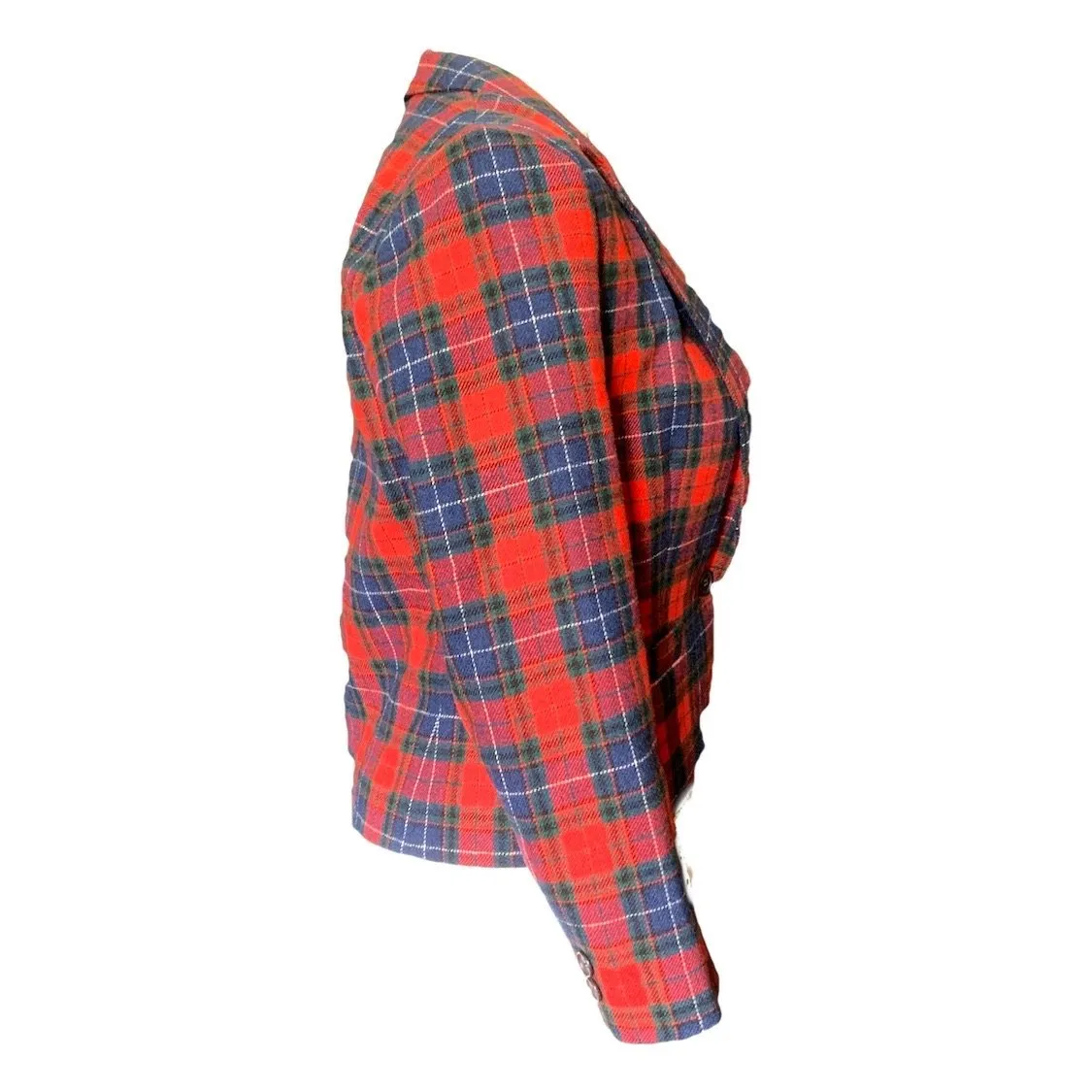 1970s Red Plaid Short Wool Jacket or Bolero by Pendleton. 2020 Fall Fashion Trend Vintage Style.