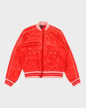 60s Vintage Brittania Red Satin Feel Bomber Jacket - L