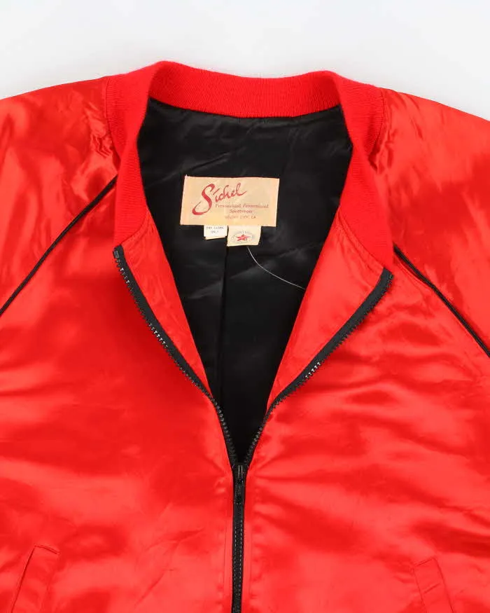 60s Vintage Men's Red Satin Finish Varsity Jacket - L