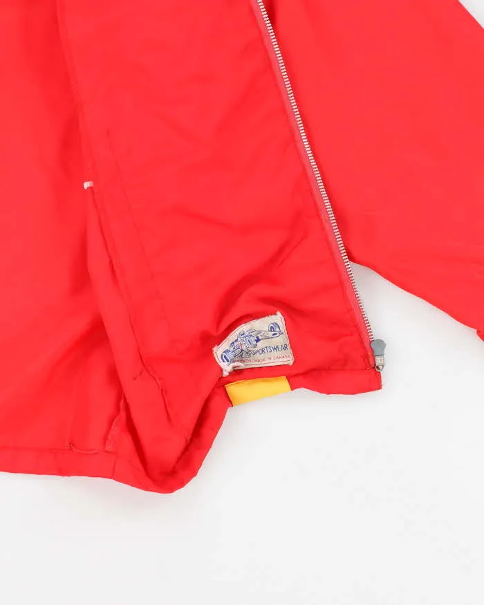 60s Vintage Men's Red tripped Racing Jacket - L