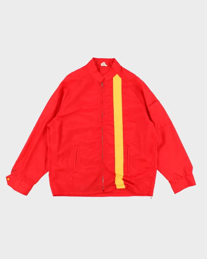 60s Vintage Men's Red tripped Racing Jacket - L