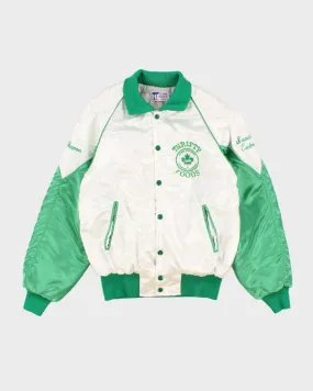 90s Vintage Mens Green Thrifty Food Varsity Jacket - M