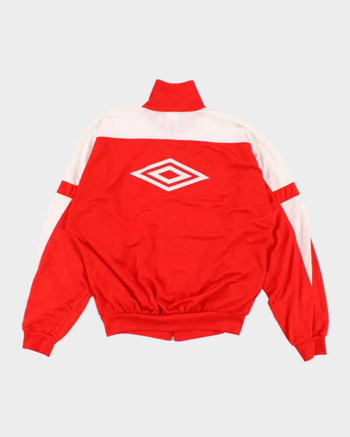 90's Vintage Men's Red Umbro Zip-up Track Jacket - M