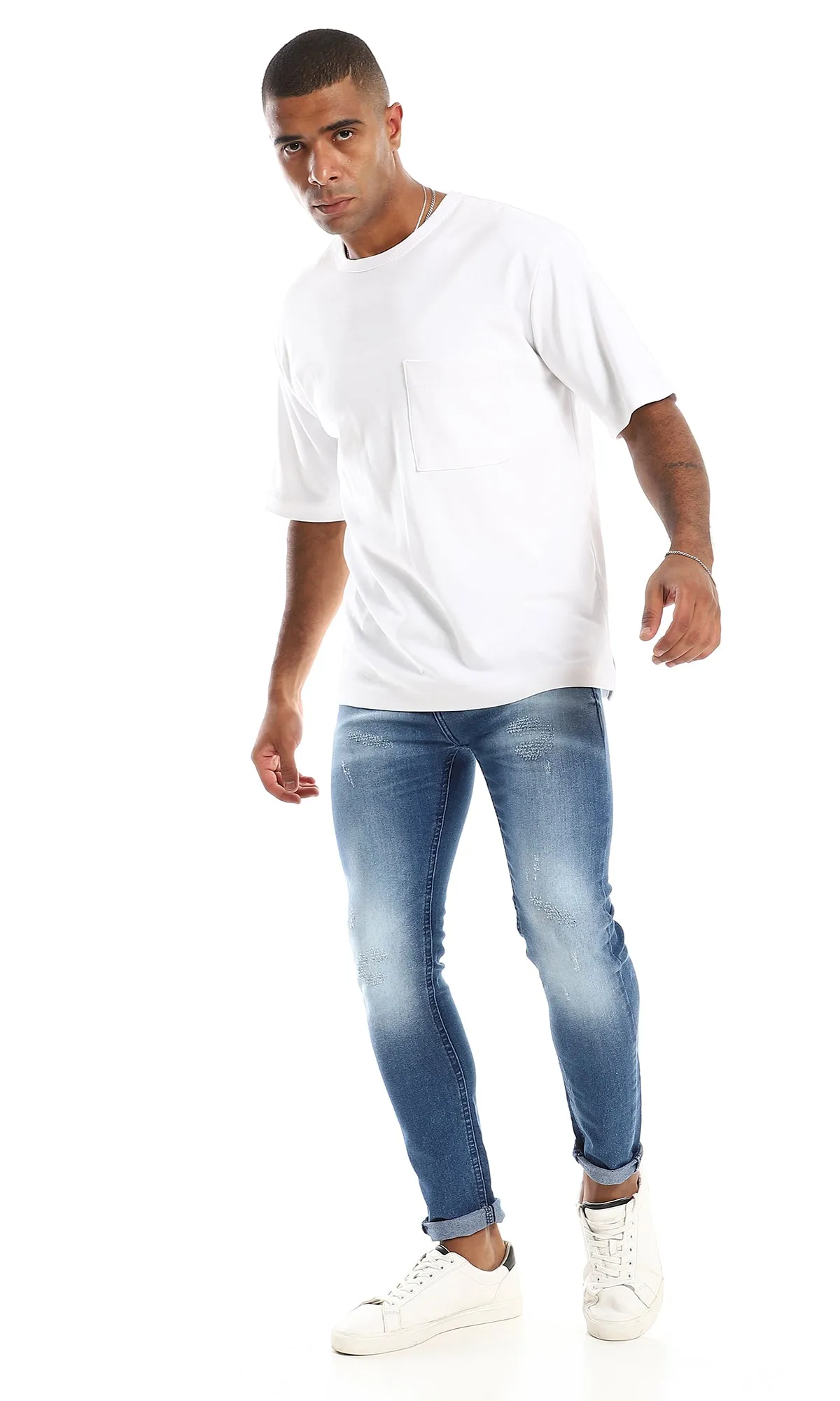 98200 Slim Fit Cotton Medium Wash Blue Jeans