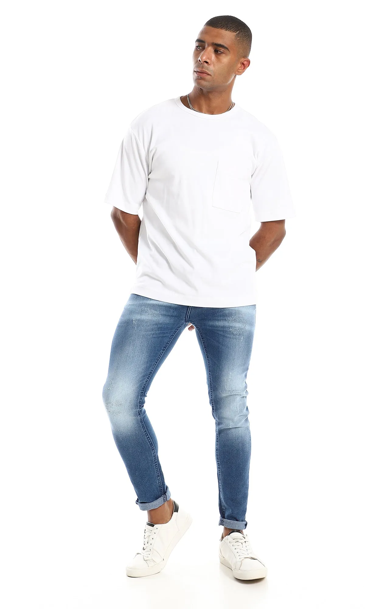 98200 Slim Fit Cotton Medium Wash Blue Jeans