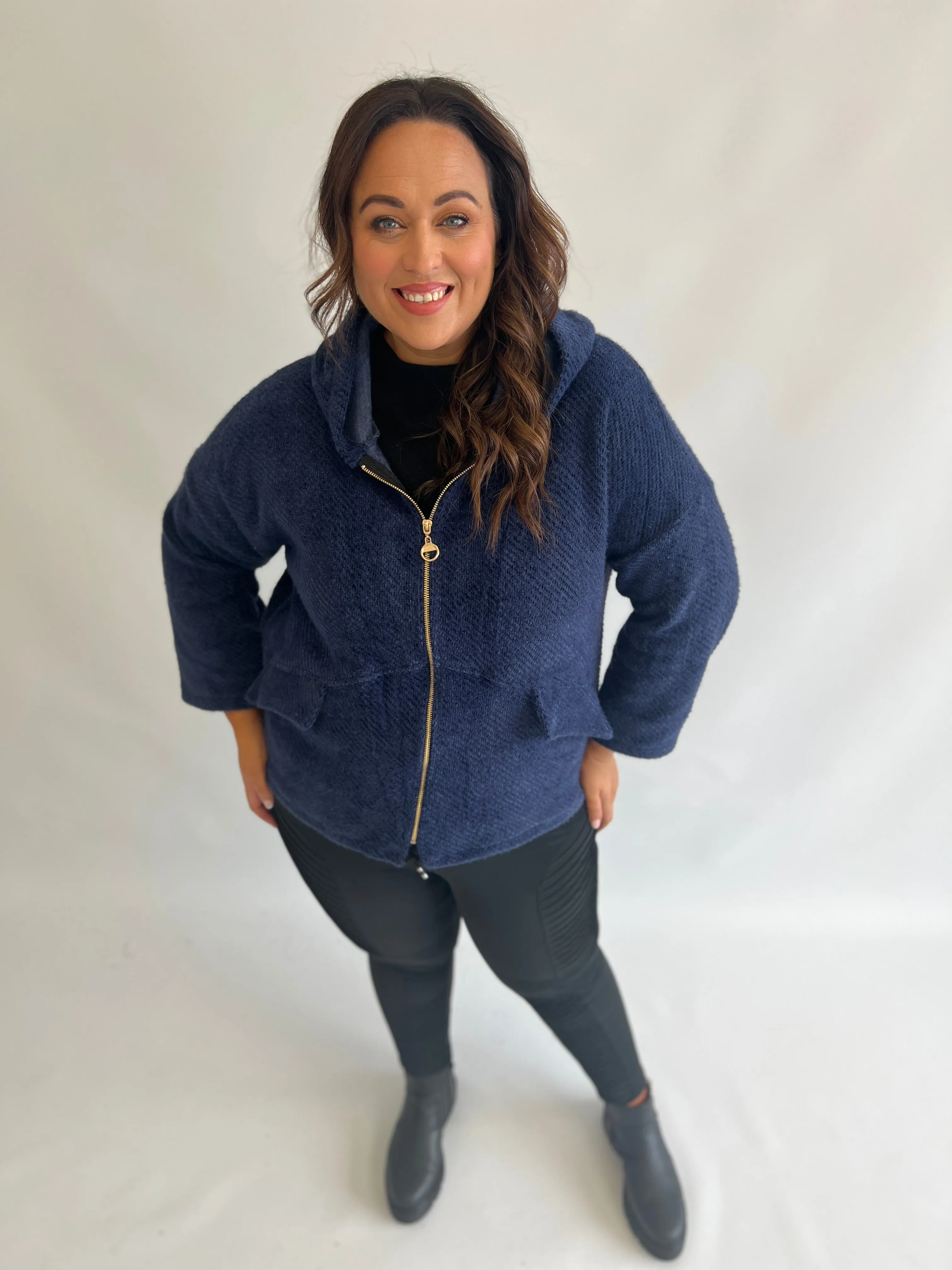 Adriana Cosy Jacket in Navy