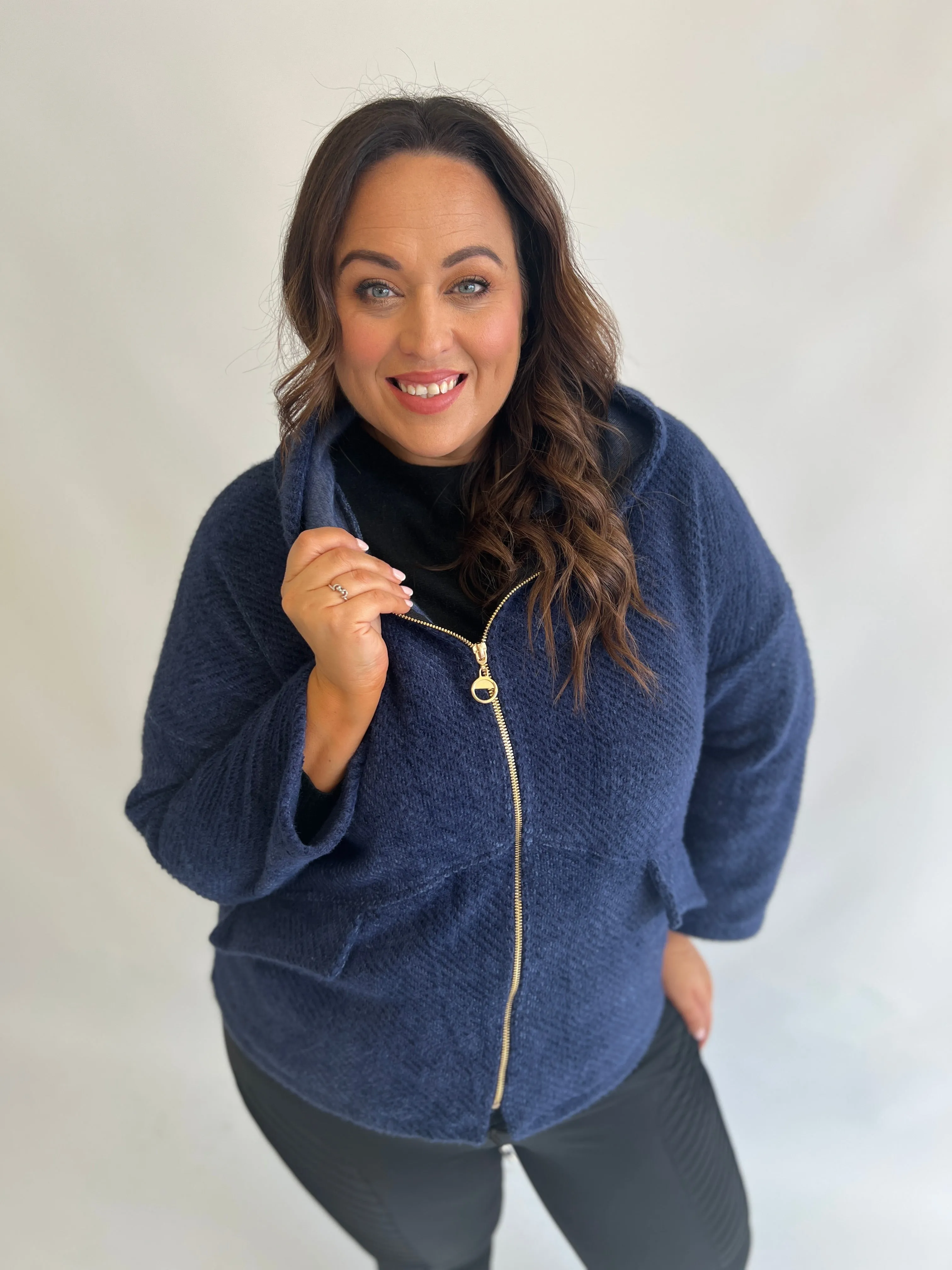 Adriana Cosy Jacket in Navy