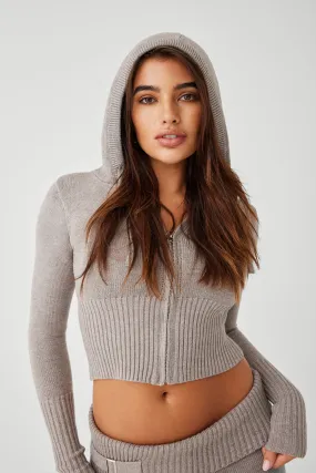 Aimee Cloud Knit Zip Up Hoodie - Heather Grey