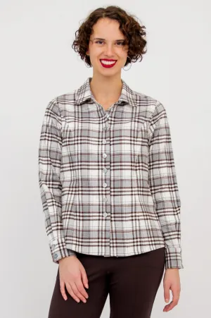 Alexis Top, Coffee Plaid , Cotton