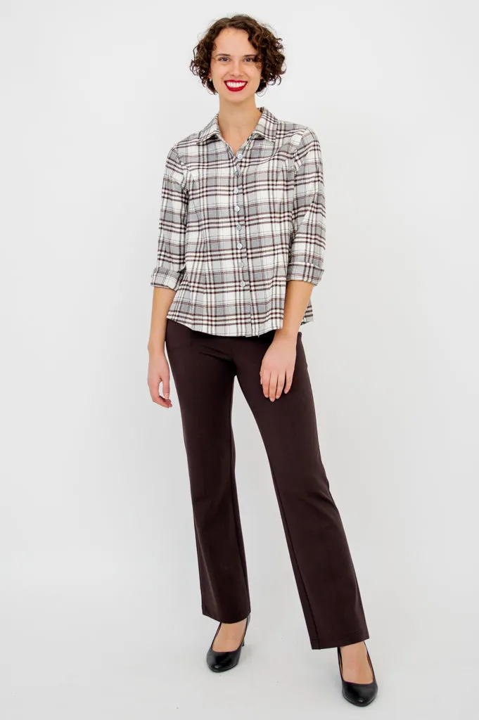 Alexis Top, Coffee Plaid , Cotton