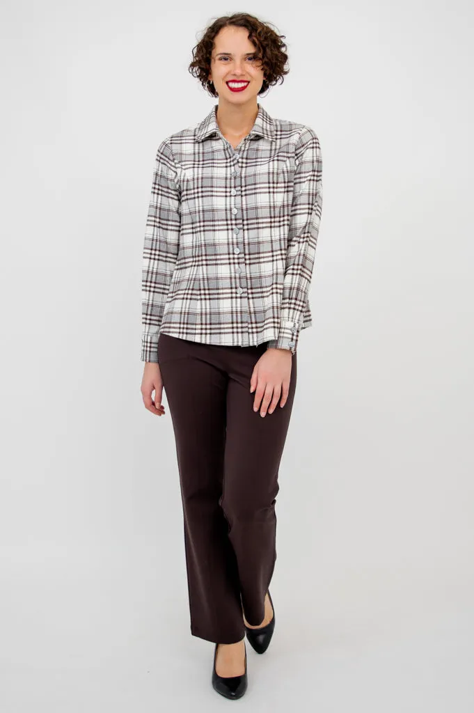 Alexis Top, Coffee Plaid , Cotton