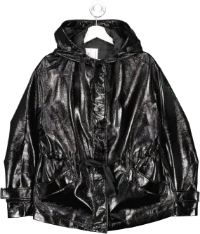 All Saints Black Kelsie Shine Hooded Jacket UK S