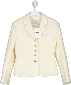 amr london Cream Clieo Wool Boucle Slimline Jacket | White UK S