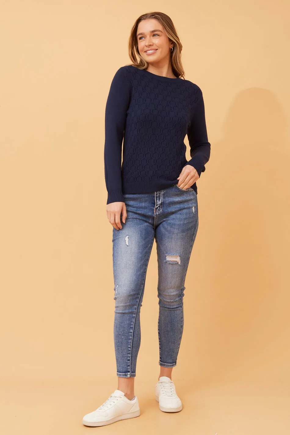 ANGIE ABSTRACT PATTERN KNIT JUMPER