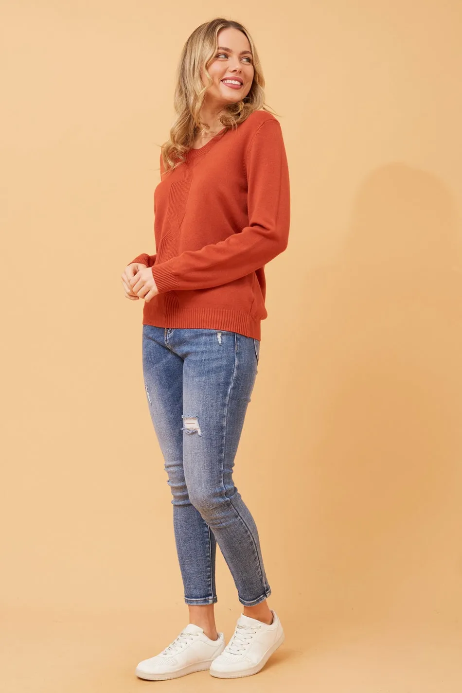 ANGIE ABSTRACT PATTERN KNIT JUMPER