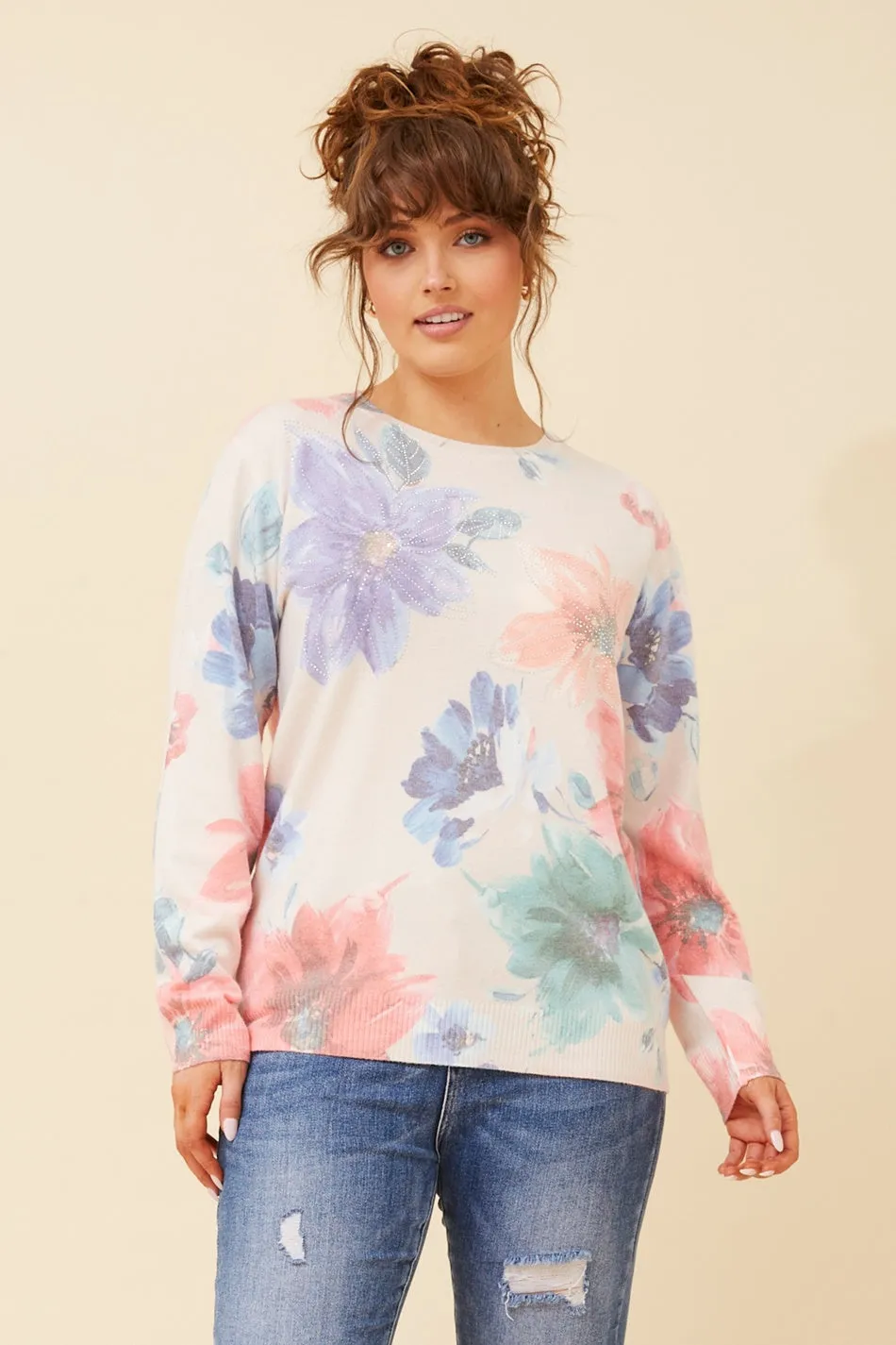 AVIDA FLORAL DIAMANTE KNIT JUMPER