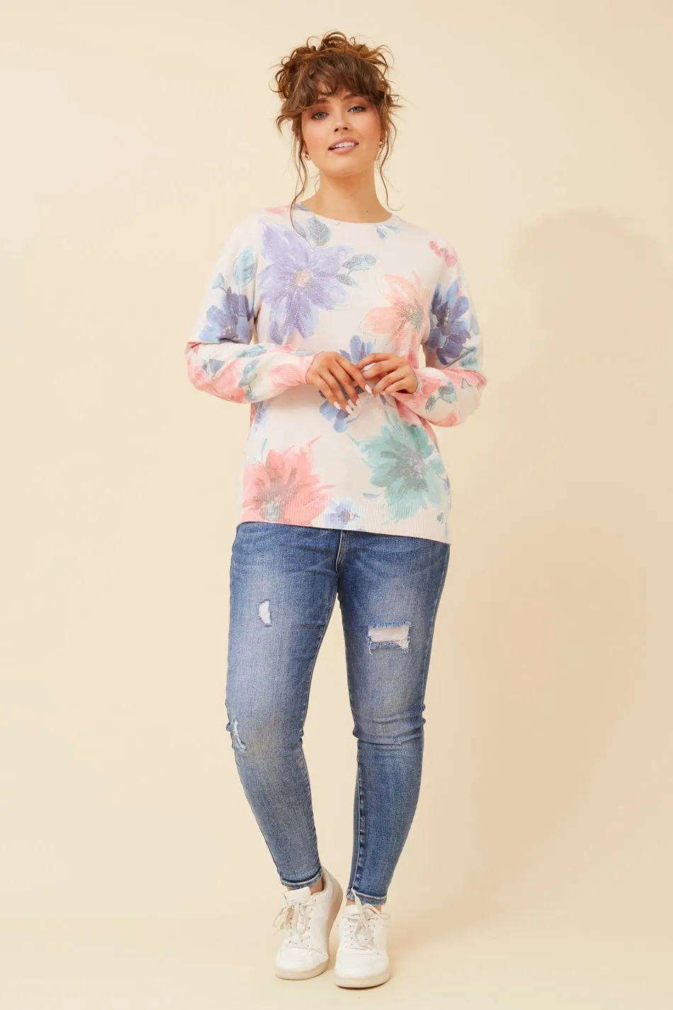 AVIDA FLORAL DIAMANTE KNIT JUMPER