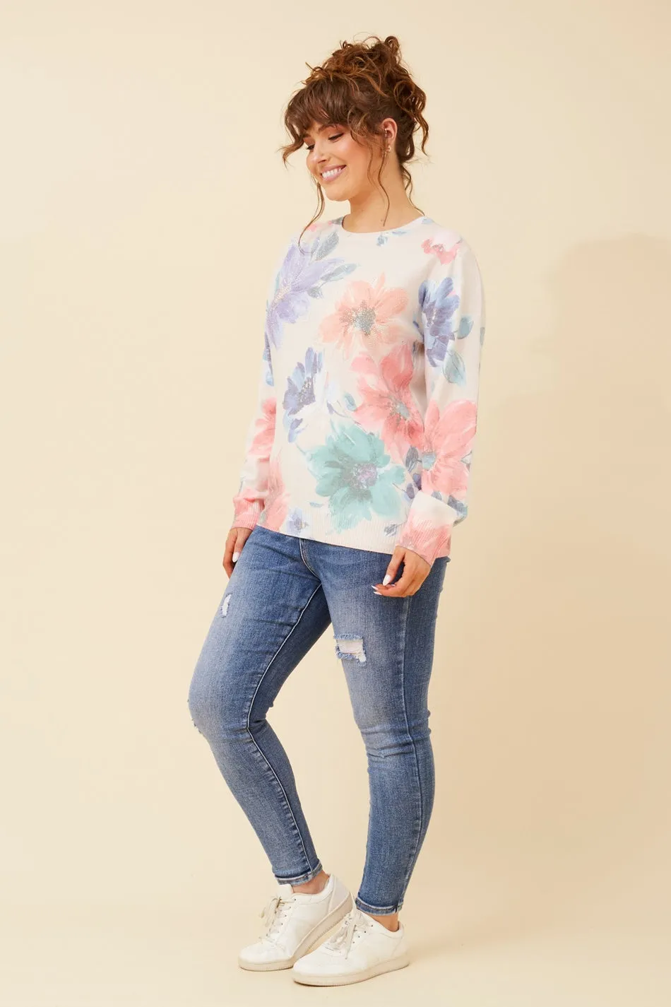 AVIDA FLORAL DIAMANTE KNIT JUMPER