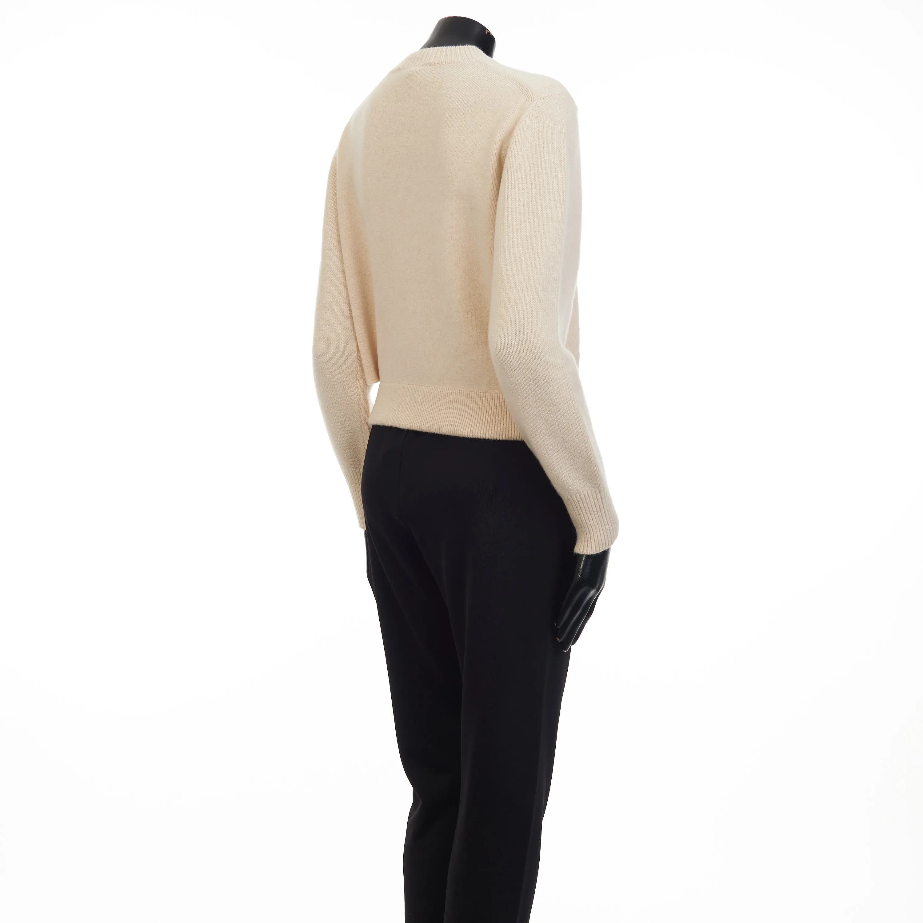 Beige Cashmere & Wool Sweater -  Fendi Mirror Logo Motif