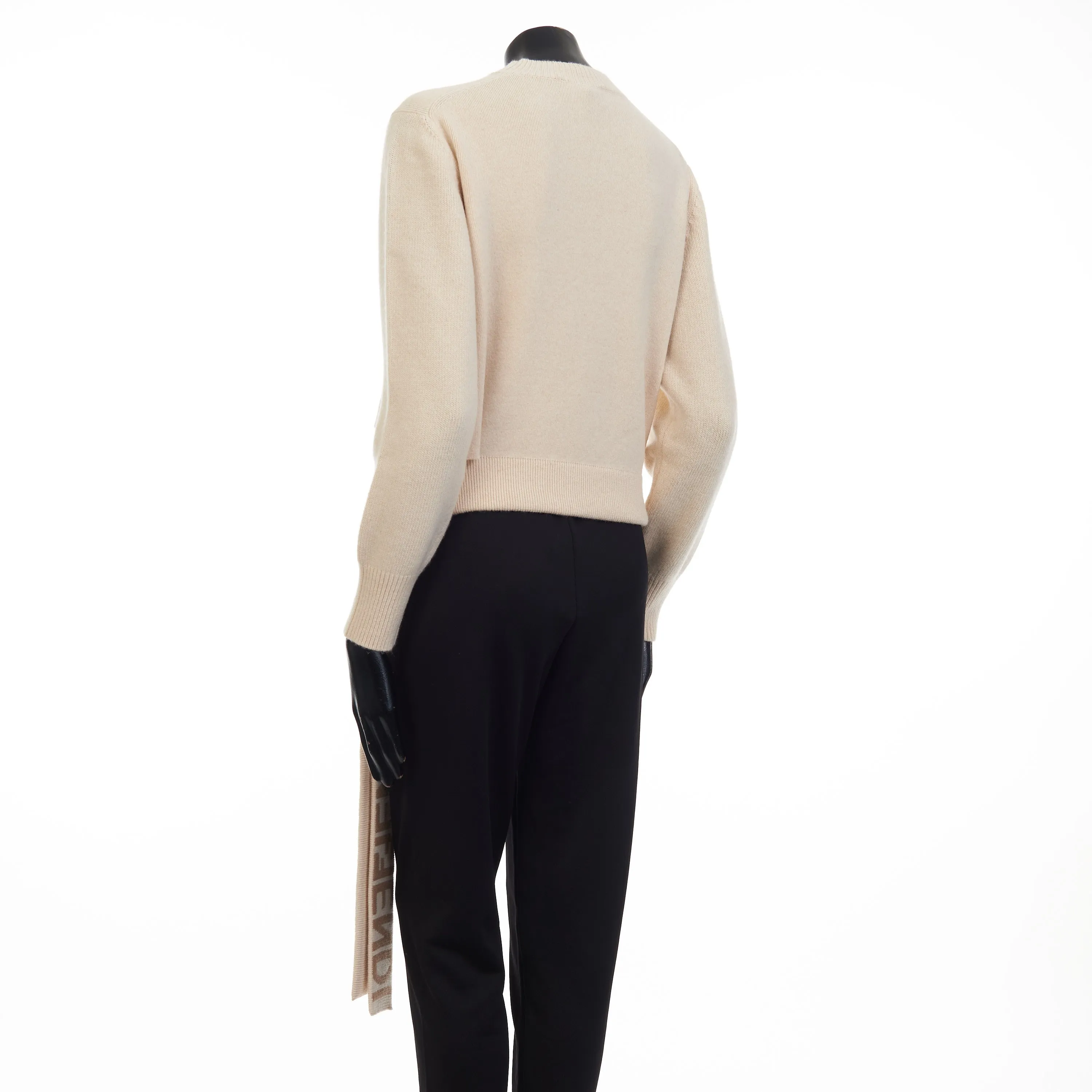 Beige Cashmere & Wool Sweater -  Fendi Mirror Logo Motif