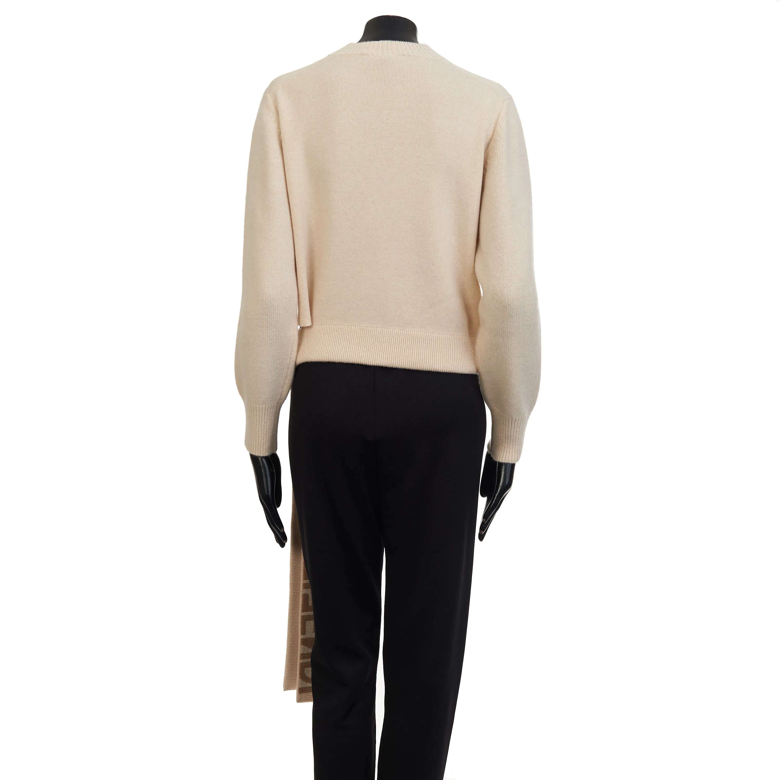 Beige Cashmere & Wool Sweater -  Fendi Mirror Logo Motif