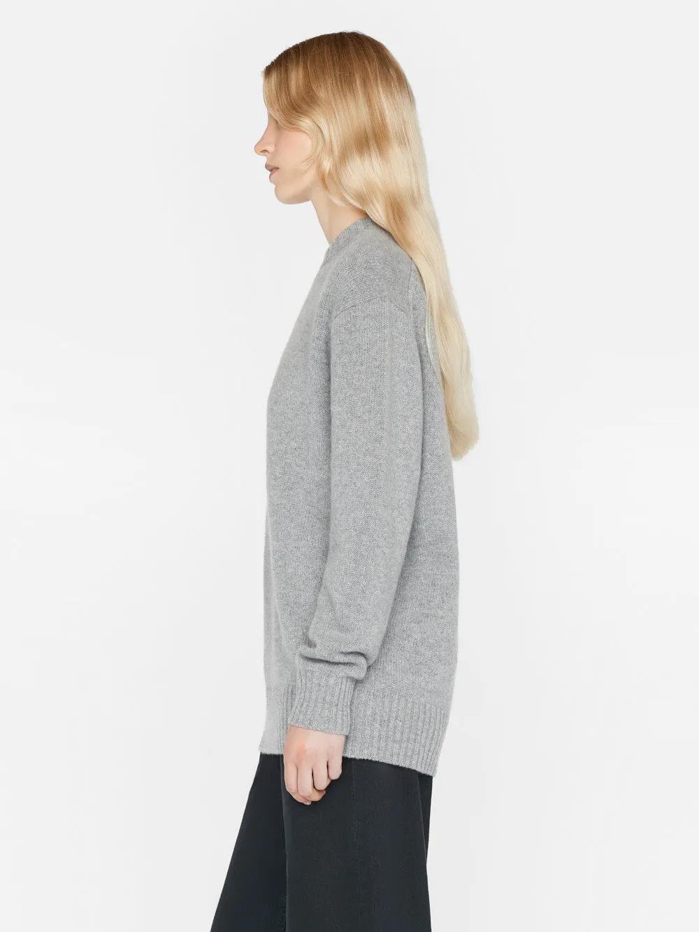 Boyfriend Cashmere Crew -- Gris Heather