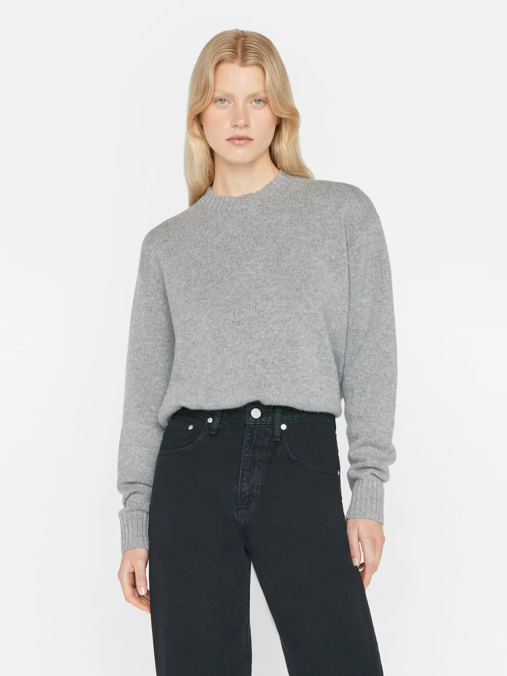 Boyfriend Cashmere Crew -- Gris Heather