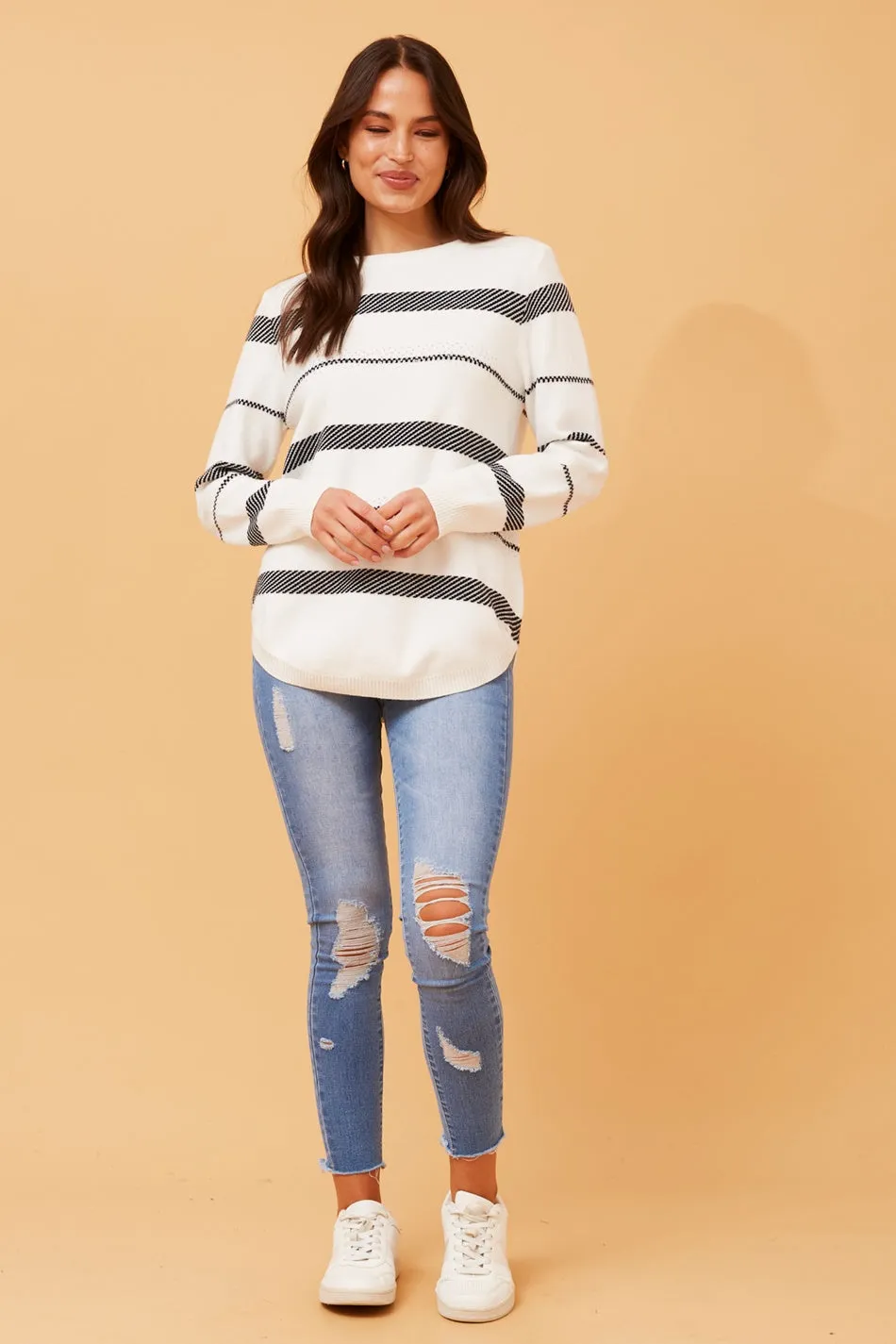 Bray Striped Knit Jumper for Women - Cozy, Stylish Pullover Sweater