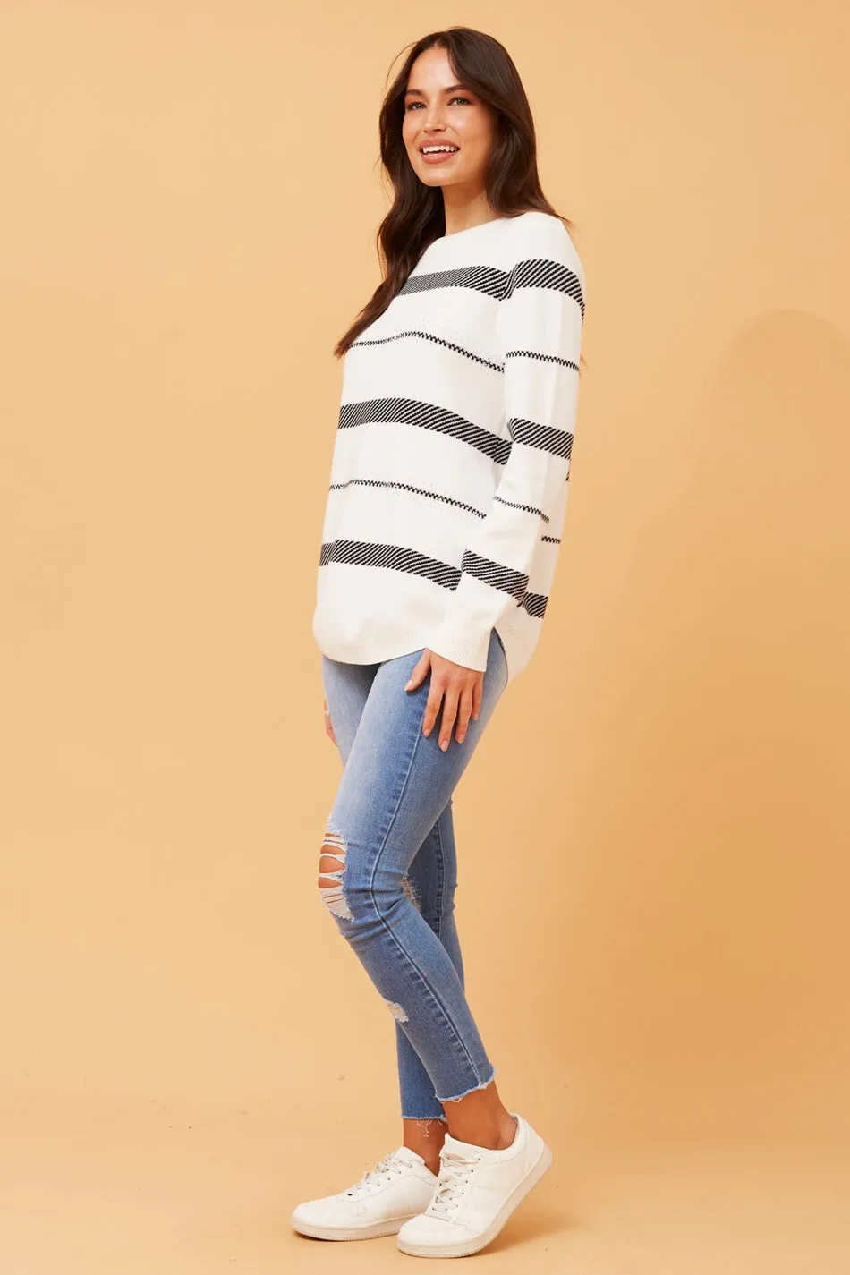 Bray Striped Knit Jumper for Women - Cozy, Stylish Pullover Sweater