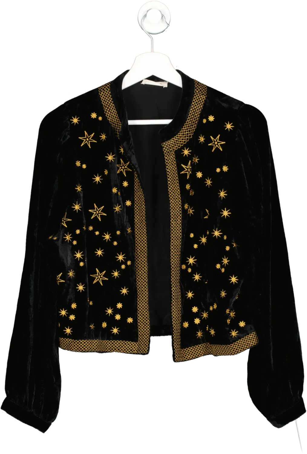 By Iris Black Velvet Embroidered Jacket UK S