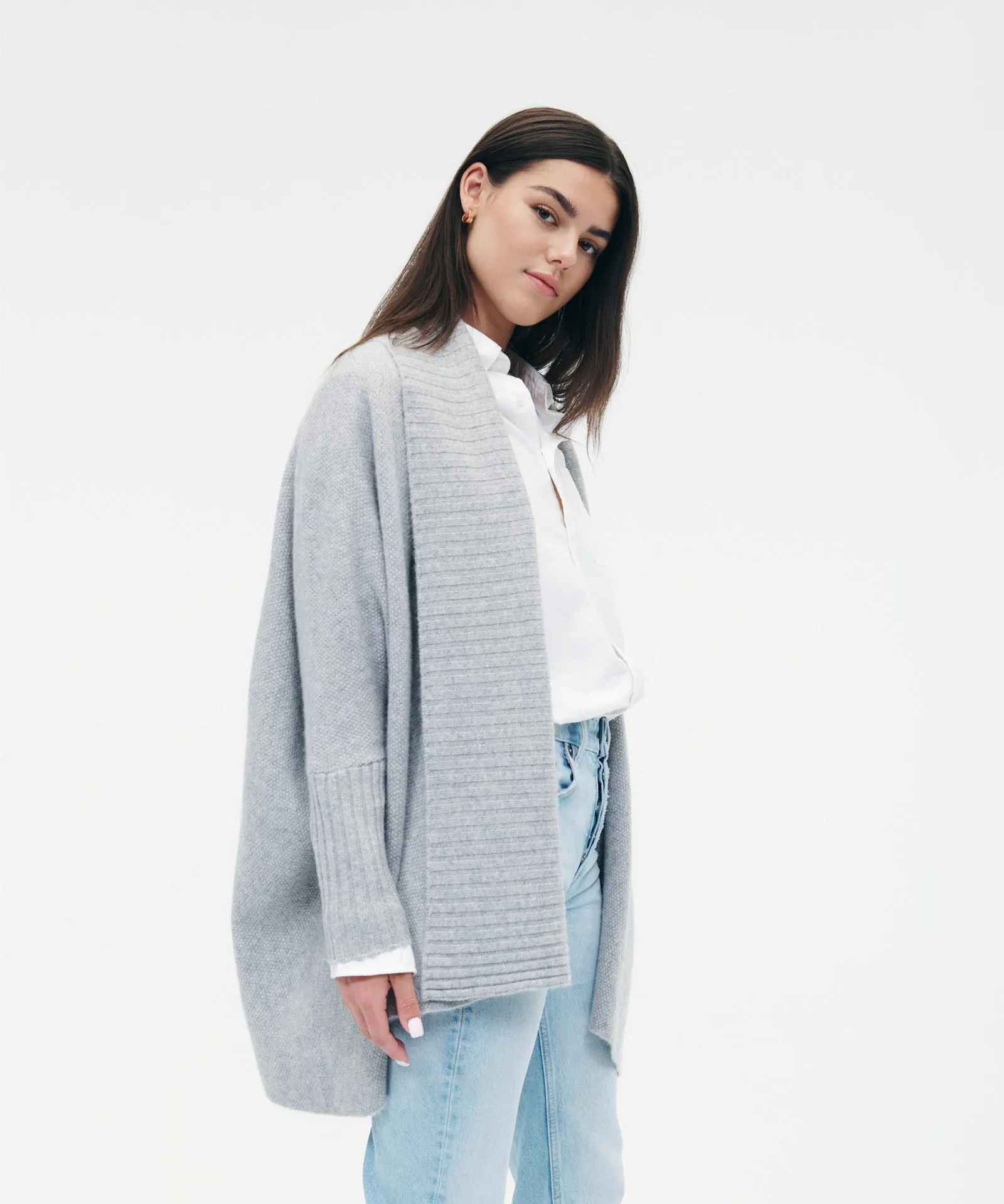 Cashmere Shawl Collar Cocoon Cardigan