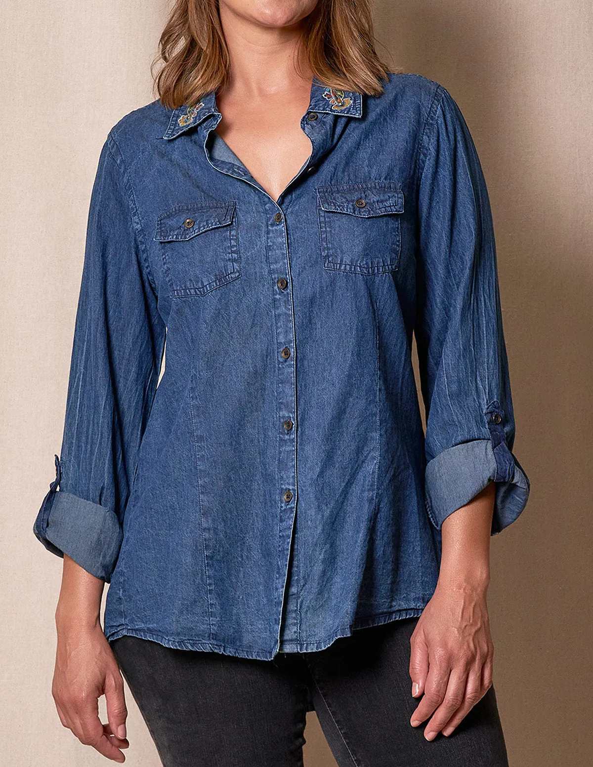 Cassidy Embroidered Denim Tunic