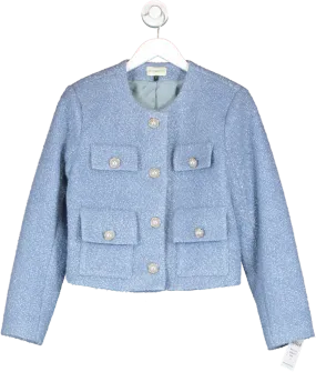 choux Blue Wool Blend Pearl Button Embellished Jacket UK S