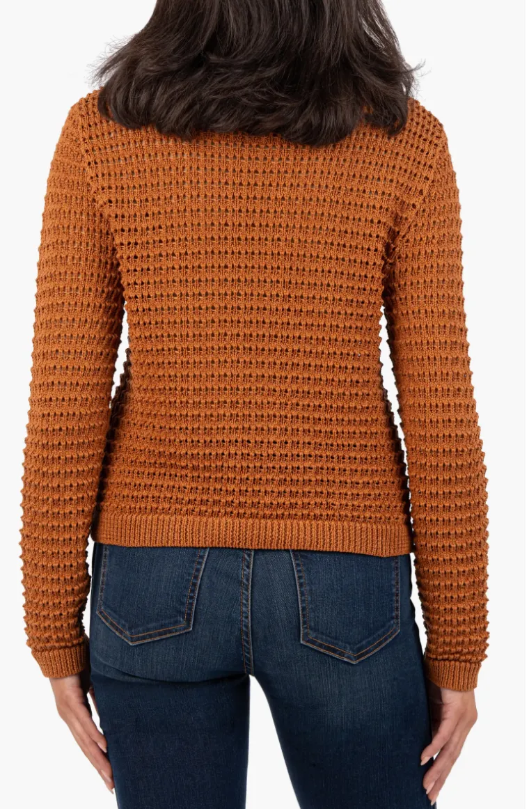 Cosmo Scoop Neck Crochet Sweater in Cinnamon