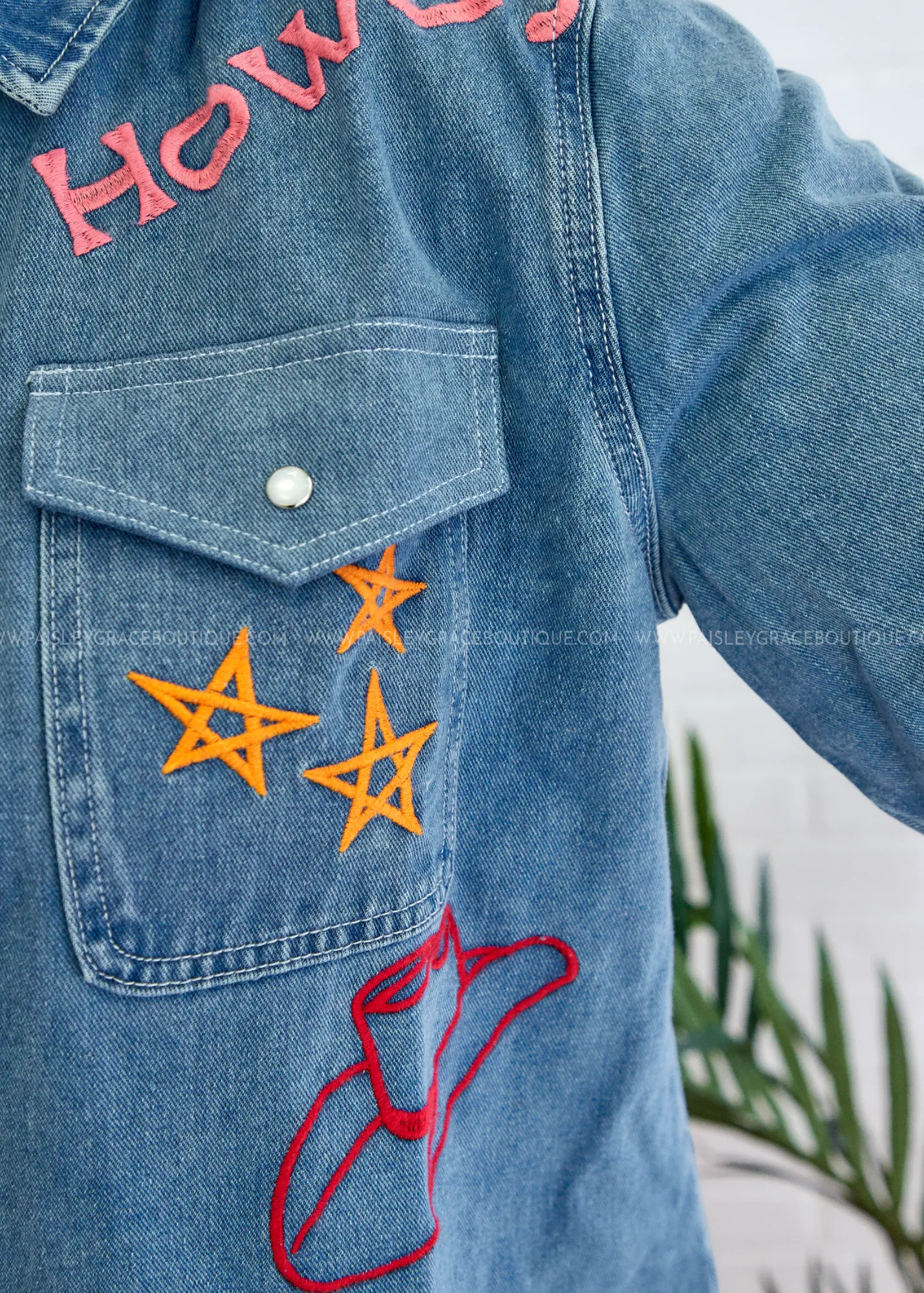 Cowgirl Charm Embroidered  Shacket by Layerz