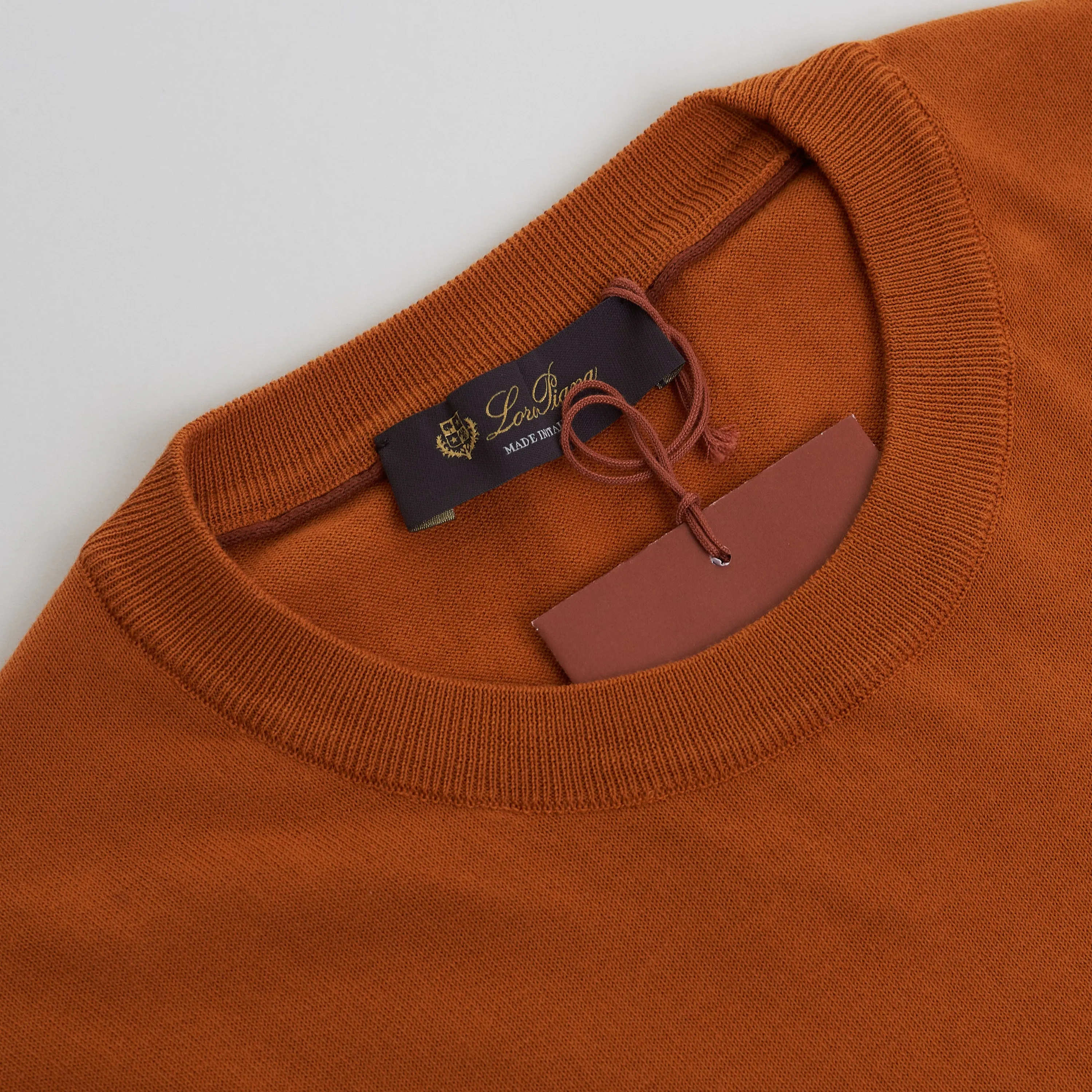 Crew-Neck Sweater - Ultrasoft Cotton Knit - Orange