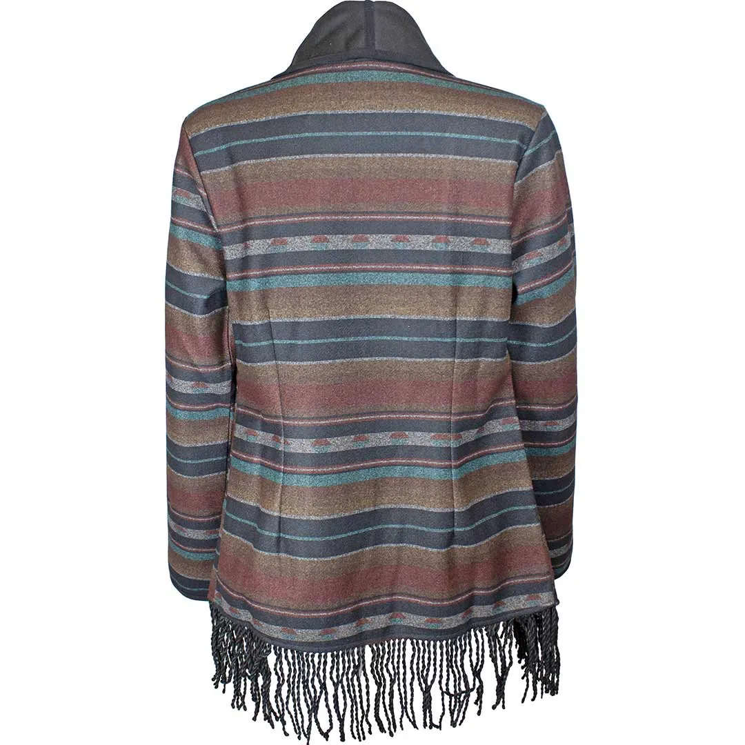 Cruel Denim Women's Blanket Stripe Fringe Blazer