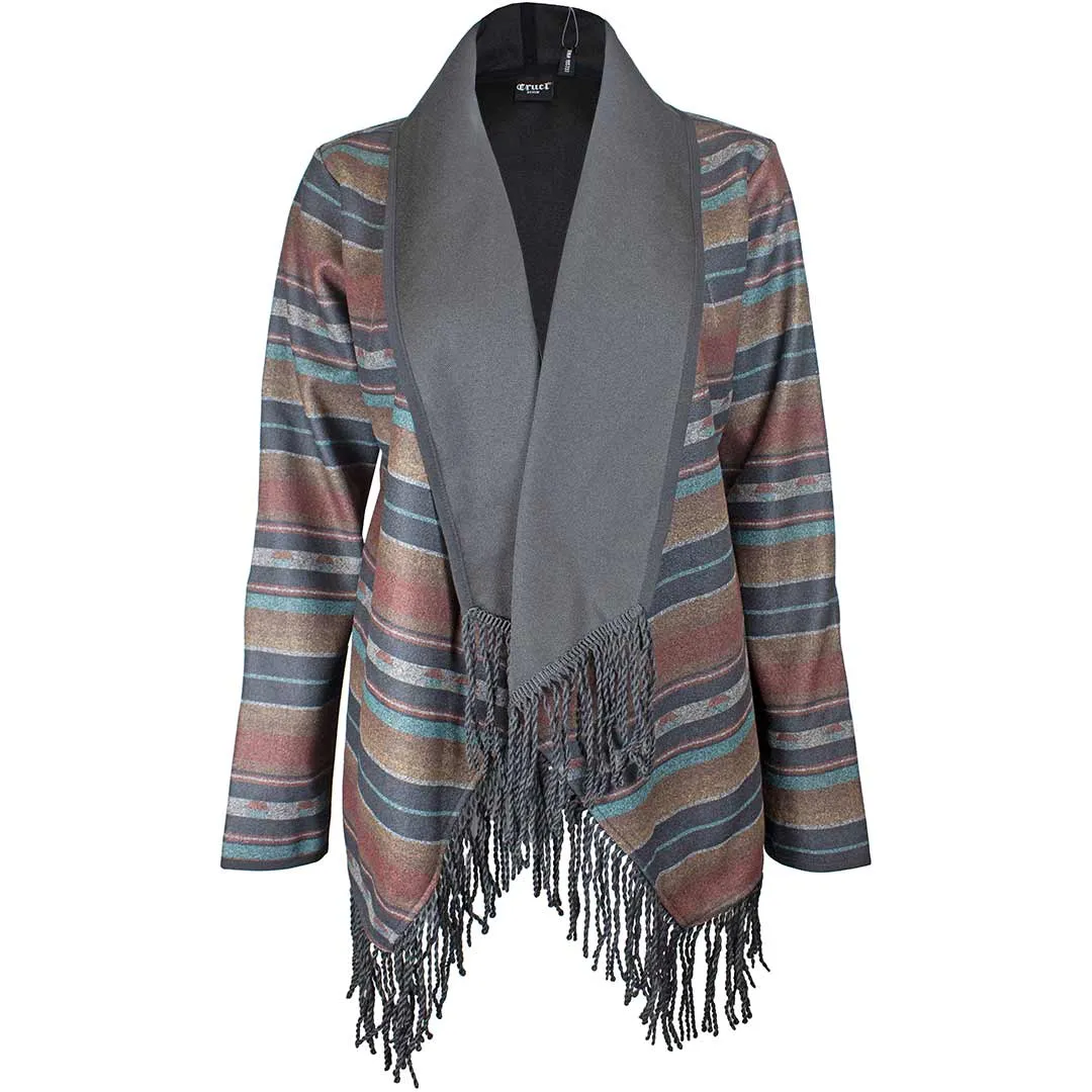 Cruel Denim Women's Blanket Stripe Fringe Blazer