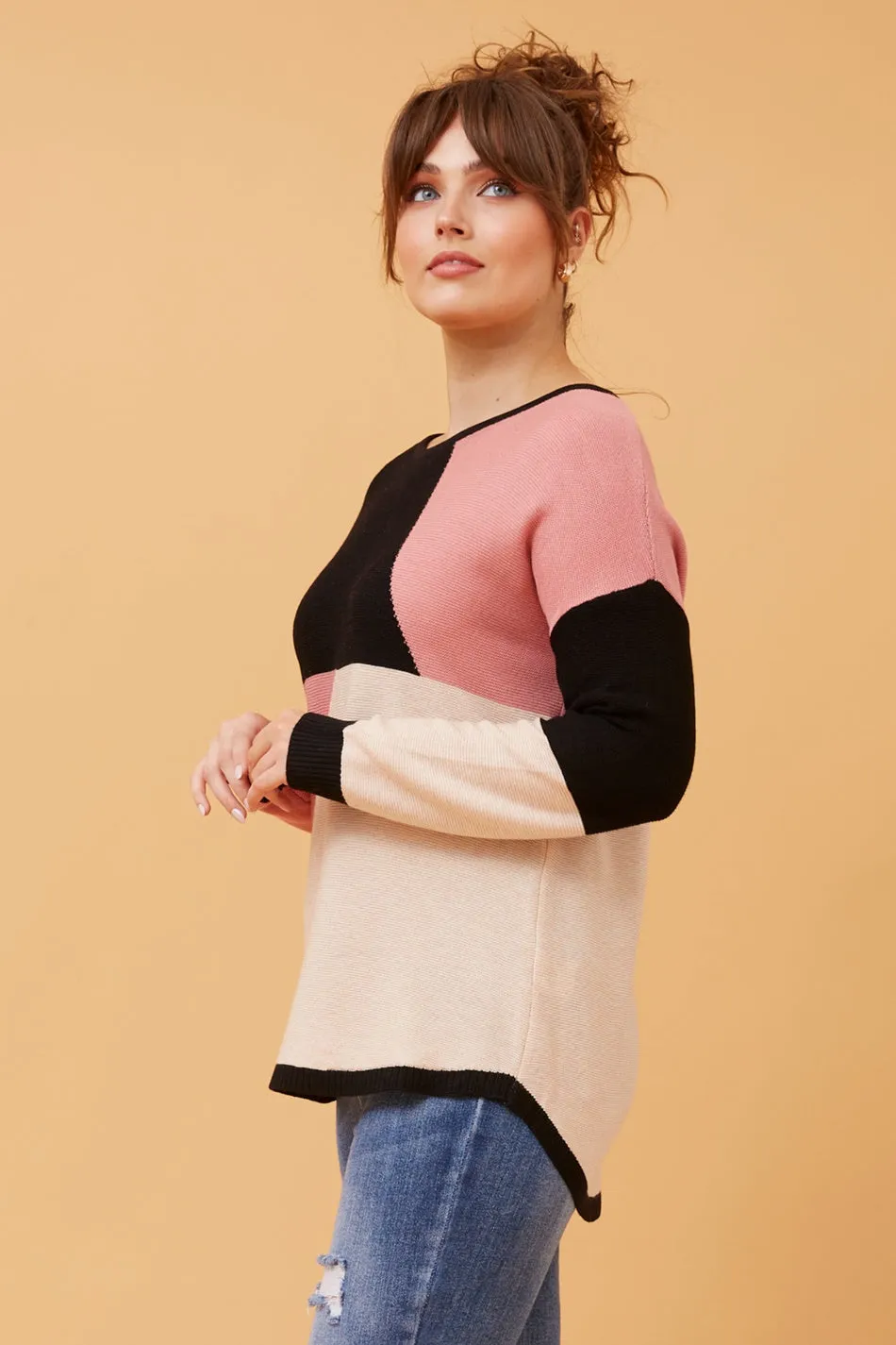 DARYLE COLOUR BLOCK KNIT JUMPER