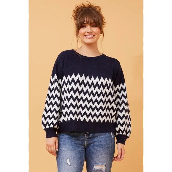 DAVONA CHEVRON PRINT KNIT JUMPER