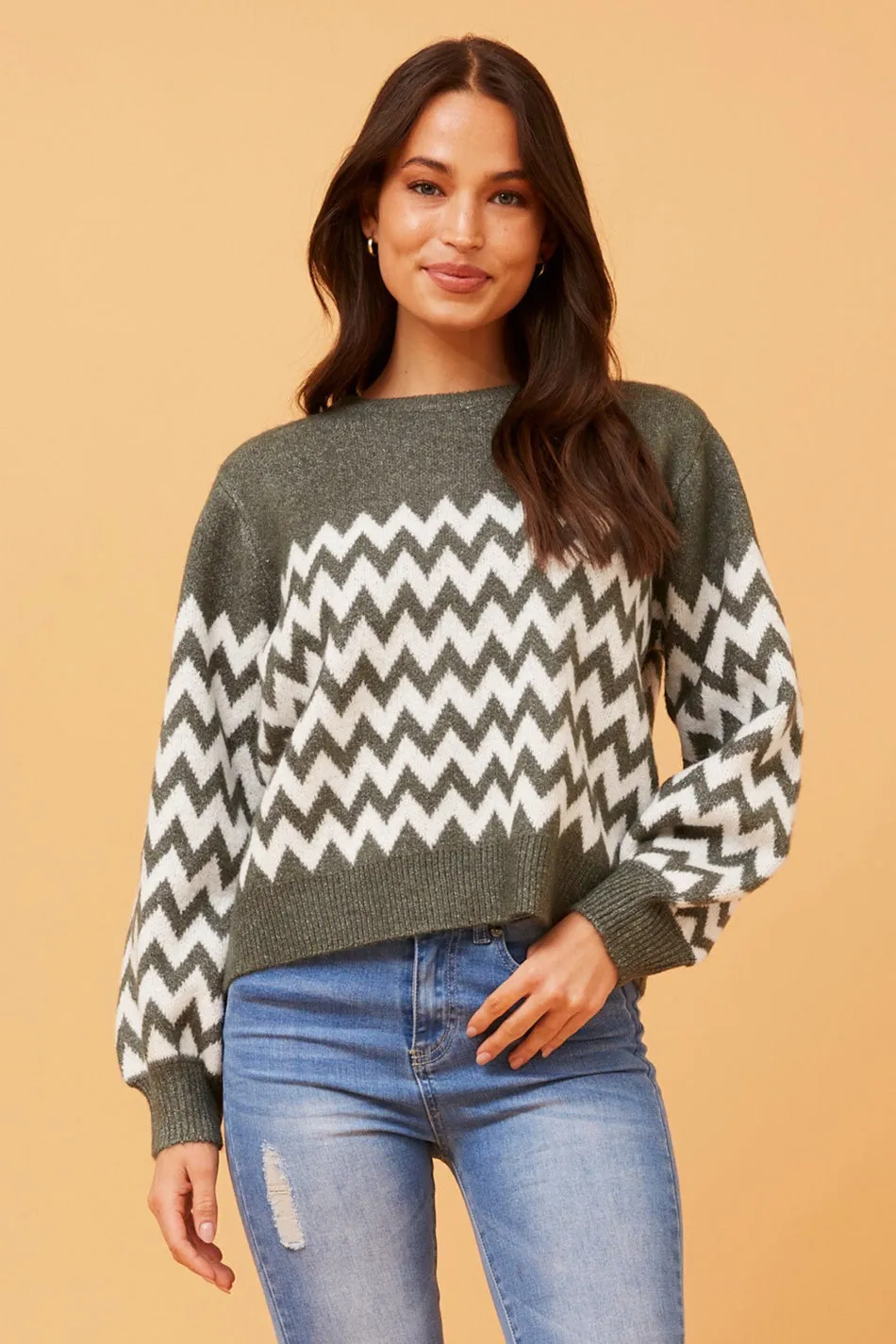 DAVONA CHEVRON PRINT KNIT JUMPER