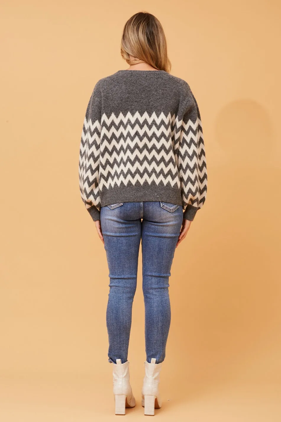 DAVONA CHEVRON PRINT KNIT JUMPER