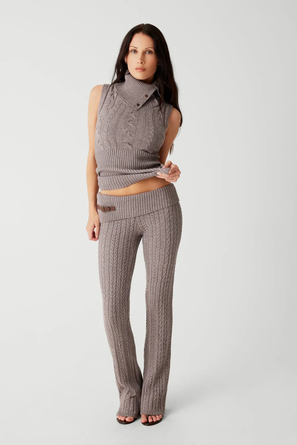 Fleur Cable Cloud Knit Pant - Dark Pearl