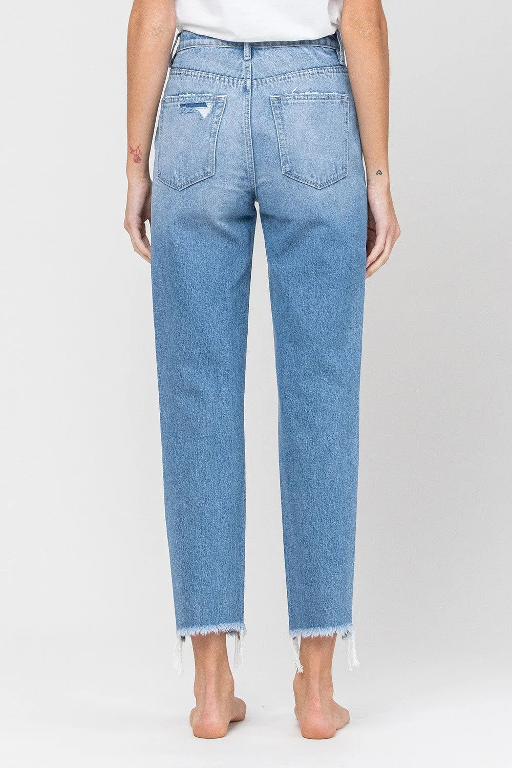 Flying Monkey Distressed Raw Hem Mom Jeans