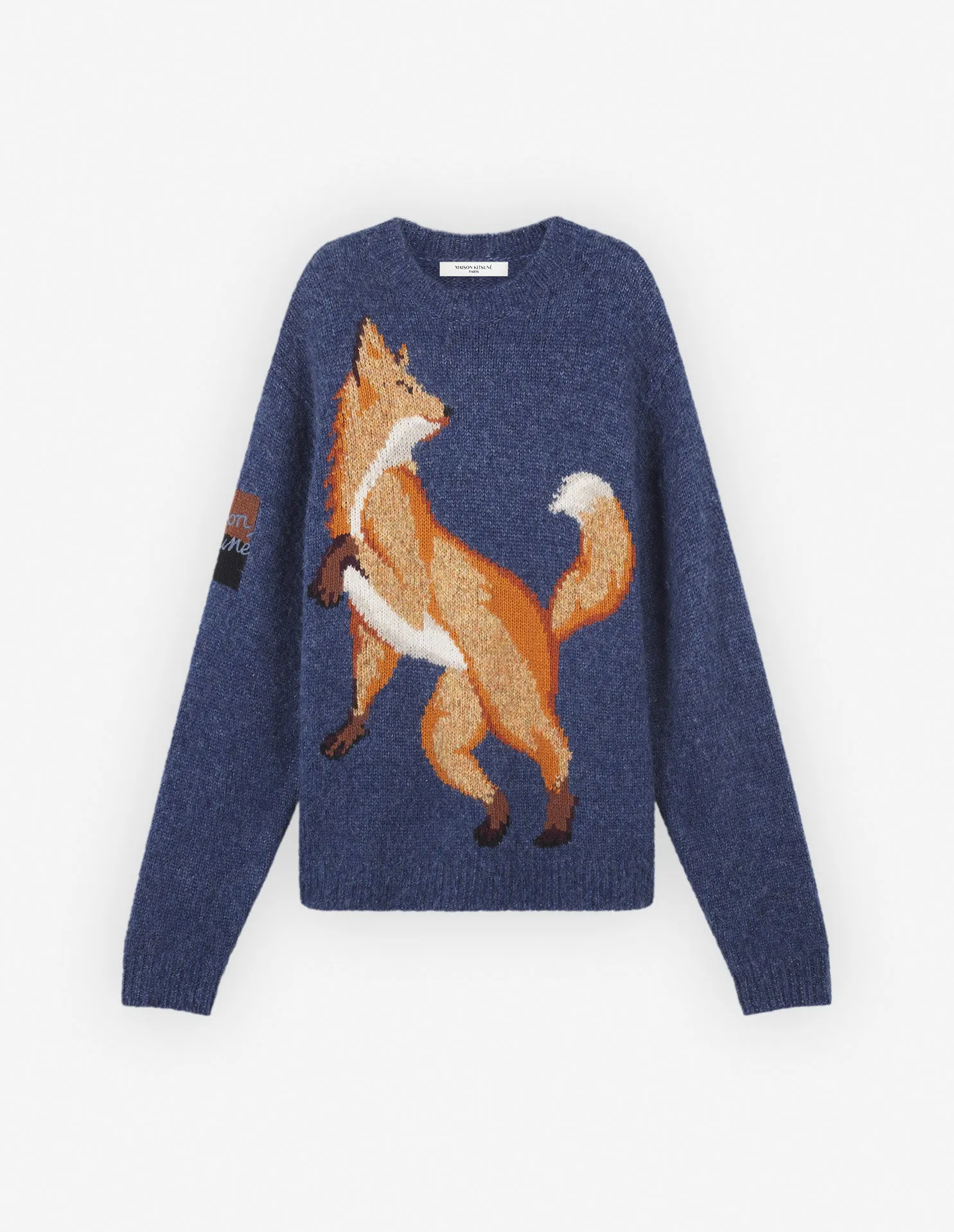 Fox Intarsia Comfort Jumper Denim Blue Melange