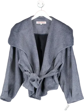 Free People Blue Cashmere-feel Belted Jacket UK S