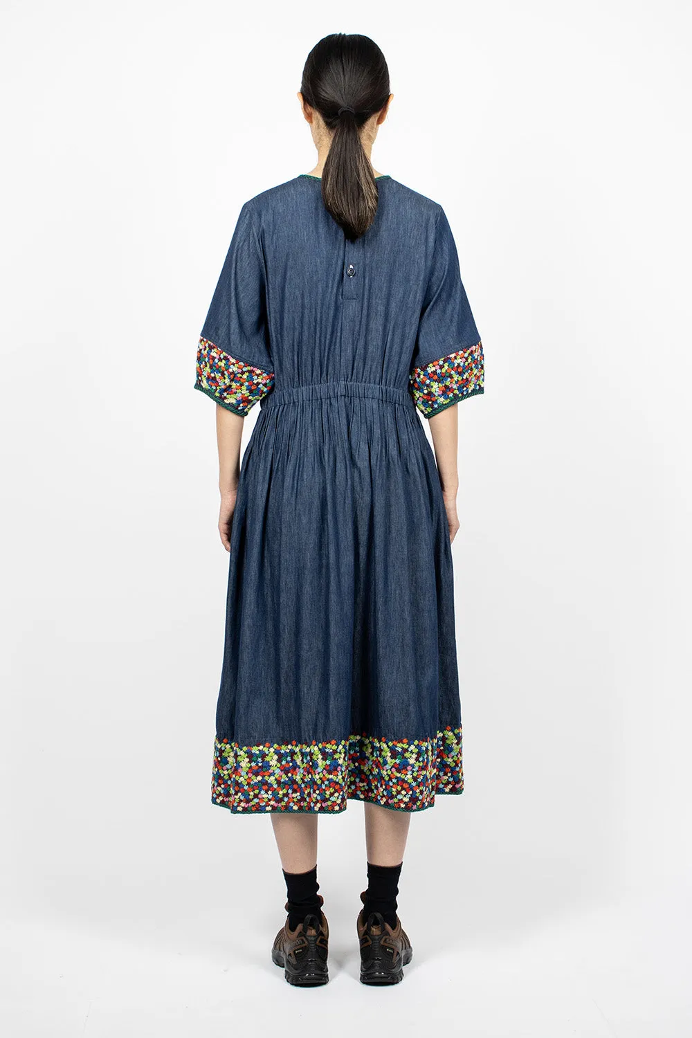 Garden Dress Embroidered Indigo