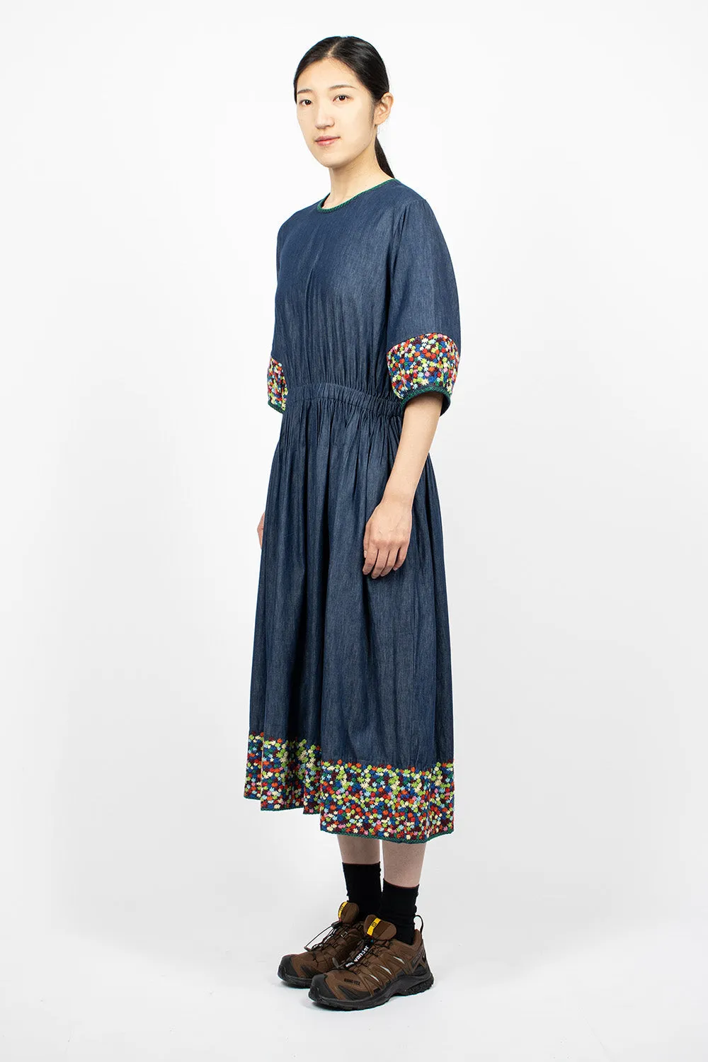 Garden Dress Embroidered Indigo